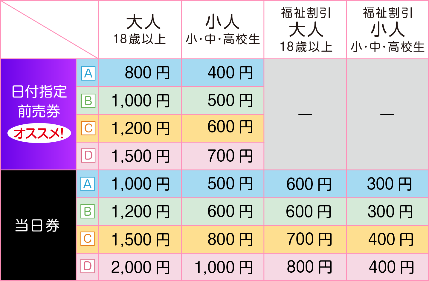 日付指定／お得な前売券のご案内